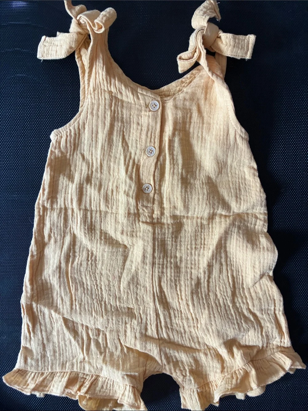 Rachel Zoe Peach Crinkle Tie-Shoulder Romper